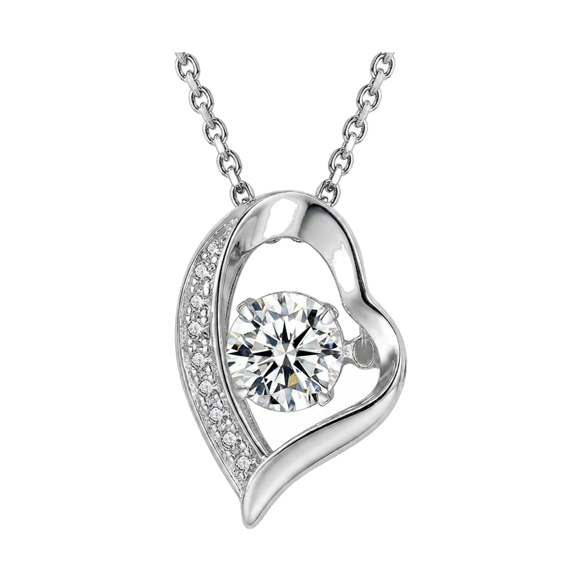 Open Heart Pendant Necklace white gold