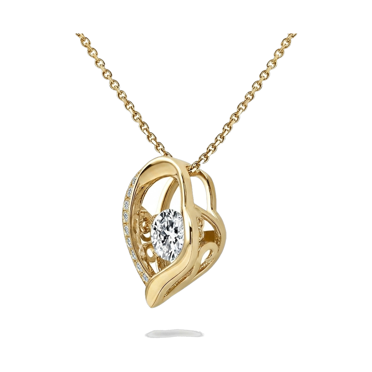 Open Heart Pendant Necklace yellow gold