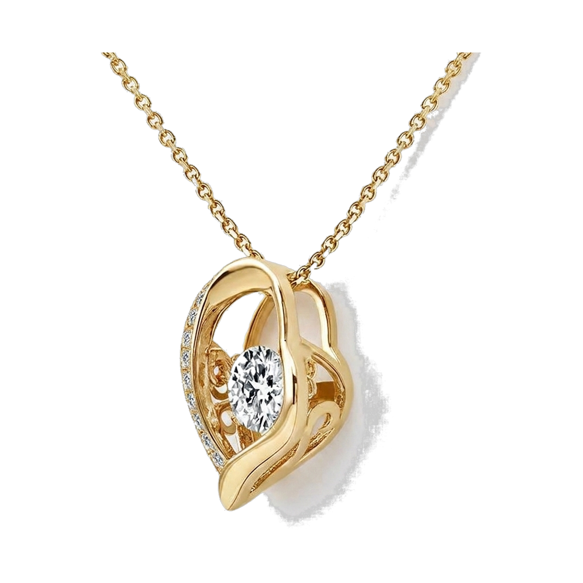 Open Heart Pendant Necklace yellow gold