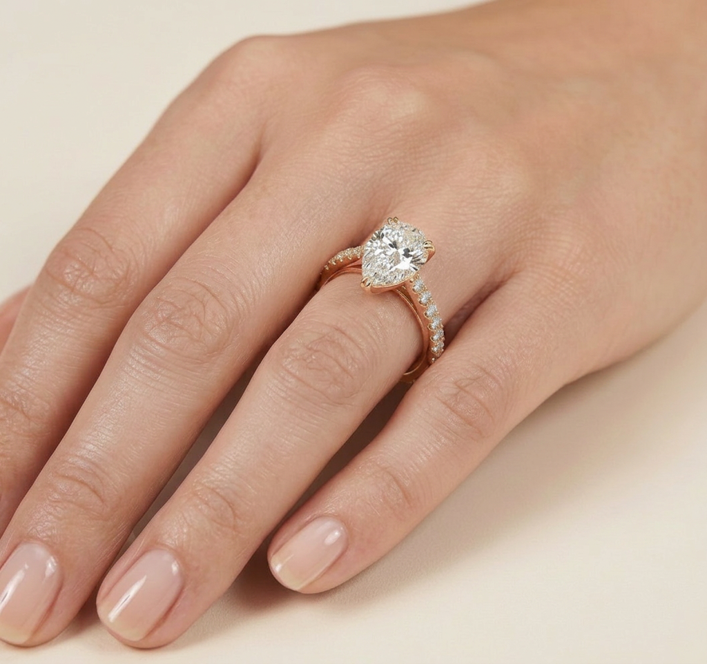 Pear Lab-Grown Diamond Pavé Ring