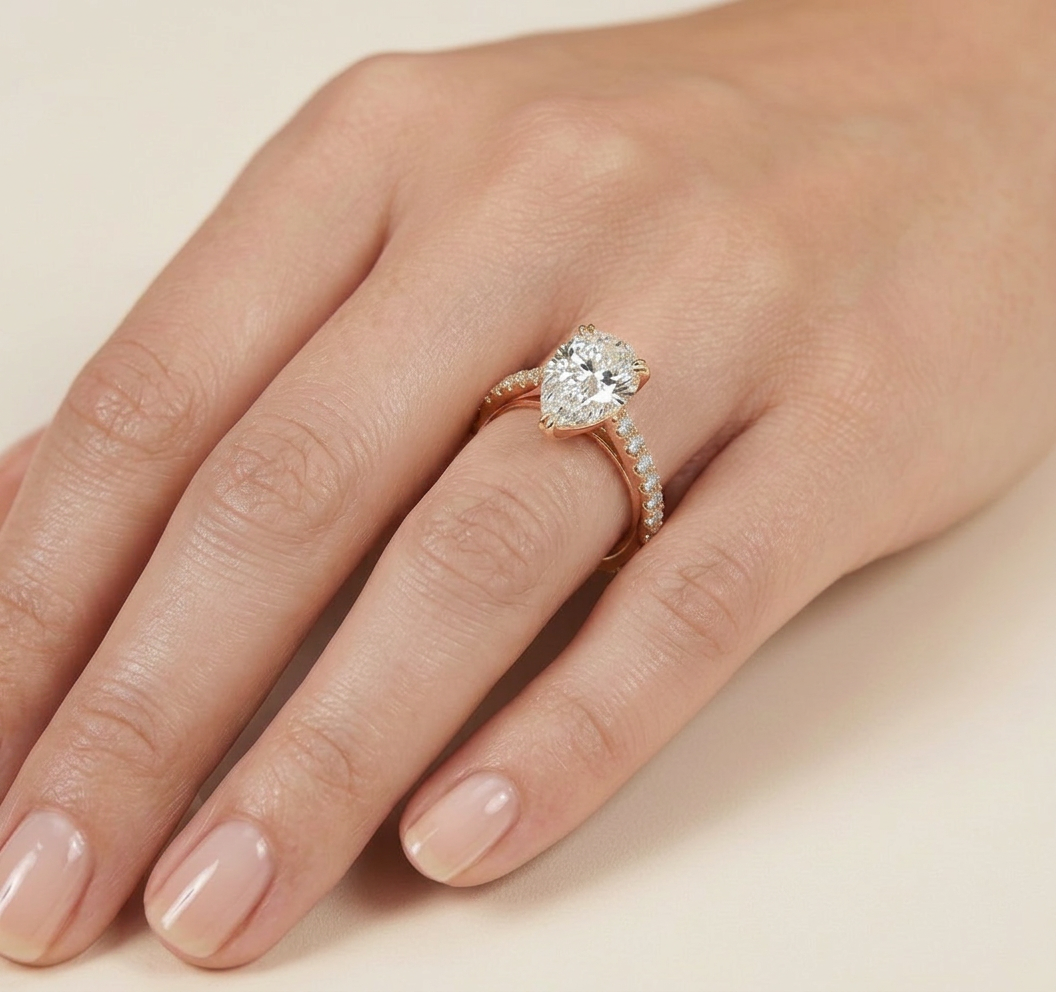 Pear Lab-Grown Diamond Pavé Ring