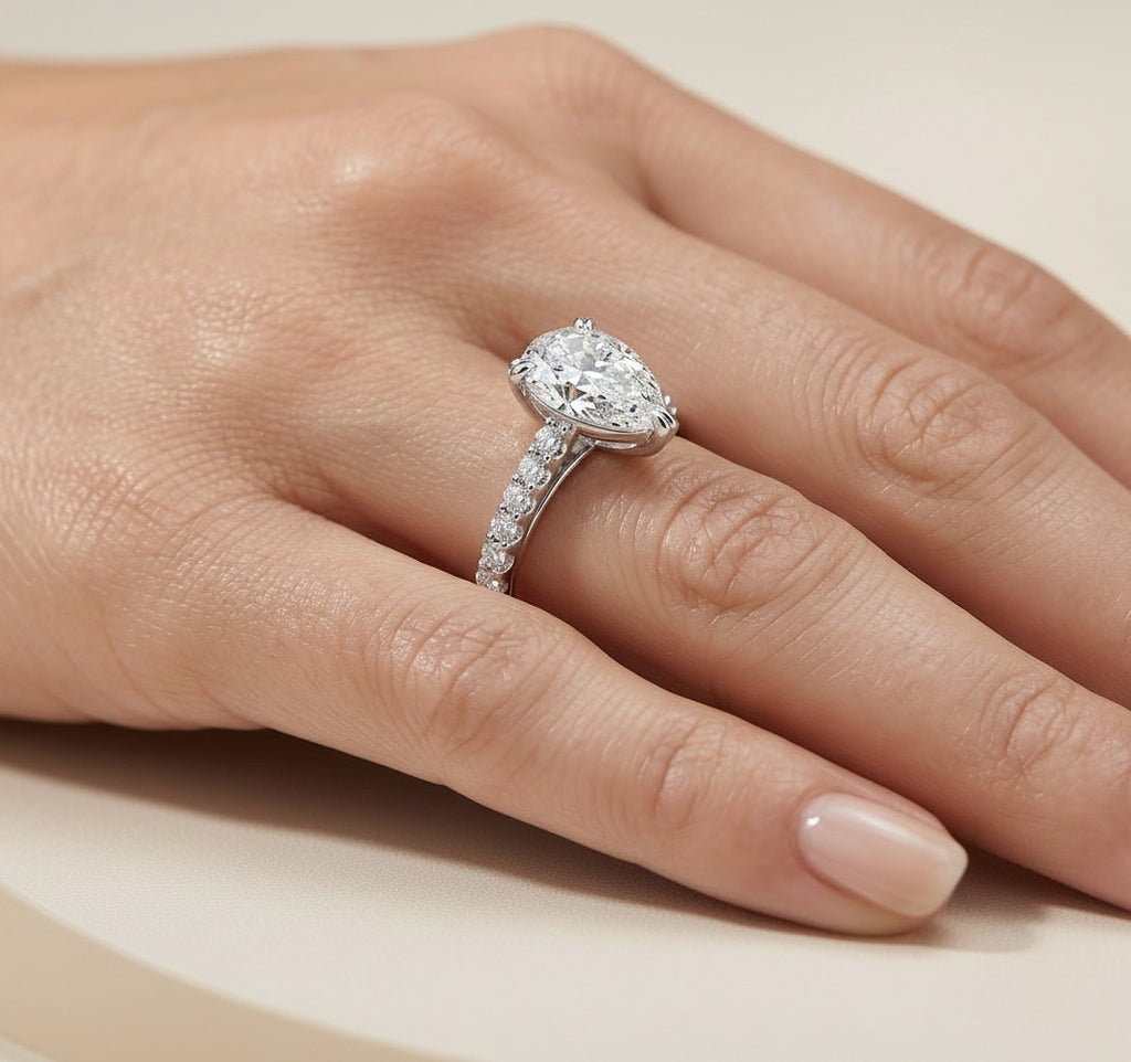 Pear Lab-Grown Diamond Pavé Ring