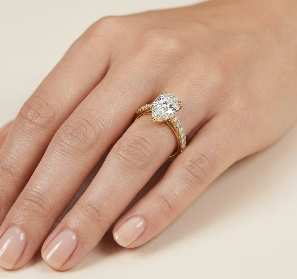 Pear Lab-Grown Diamond Pavé Ring