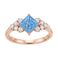 Princess-Cut Blue Diamond Halo Ring