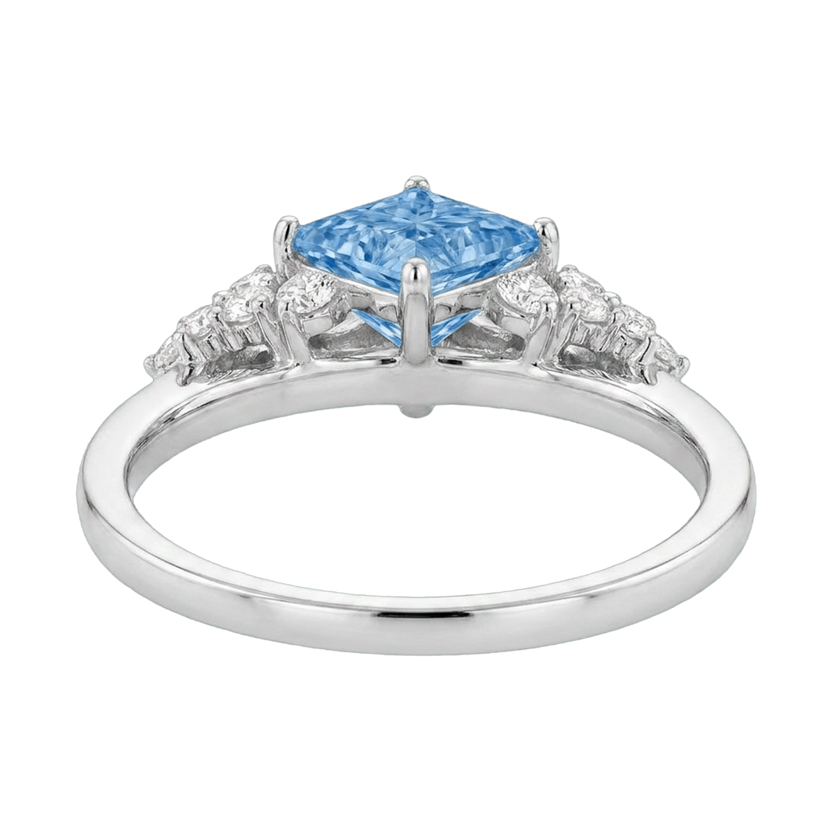 Princess-Cut Blue Diamond Halo Ring