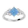 Princess-Cut Blue Diamond Halo Ring