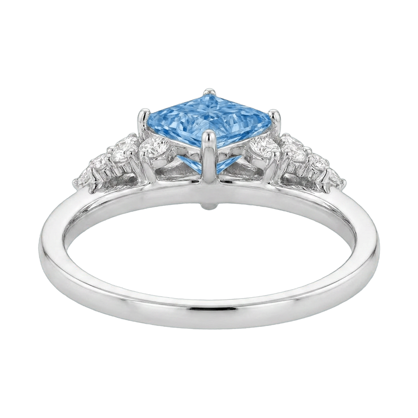 Princess-Cut Blue Diamond Halo Ring