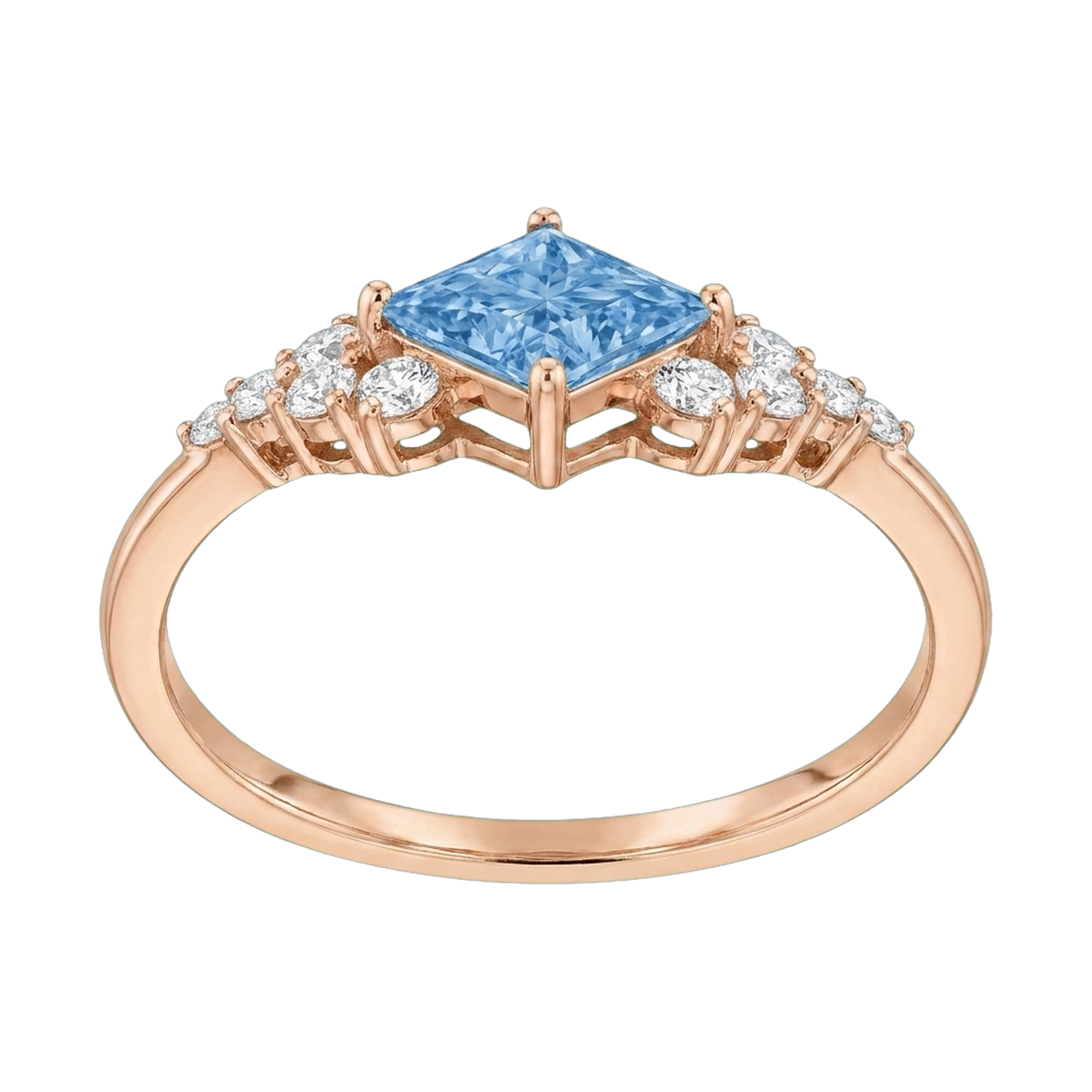 Princess-Cut Blue Diamond Halo Ring