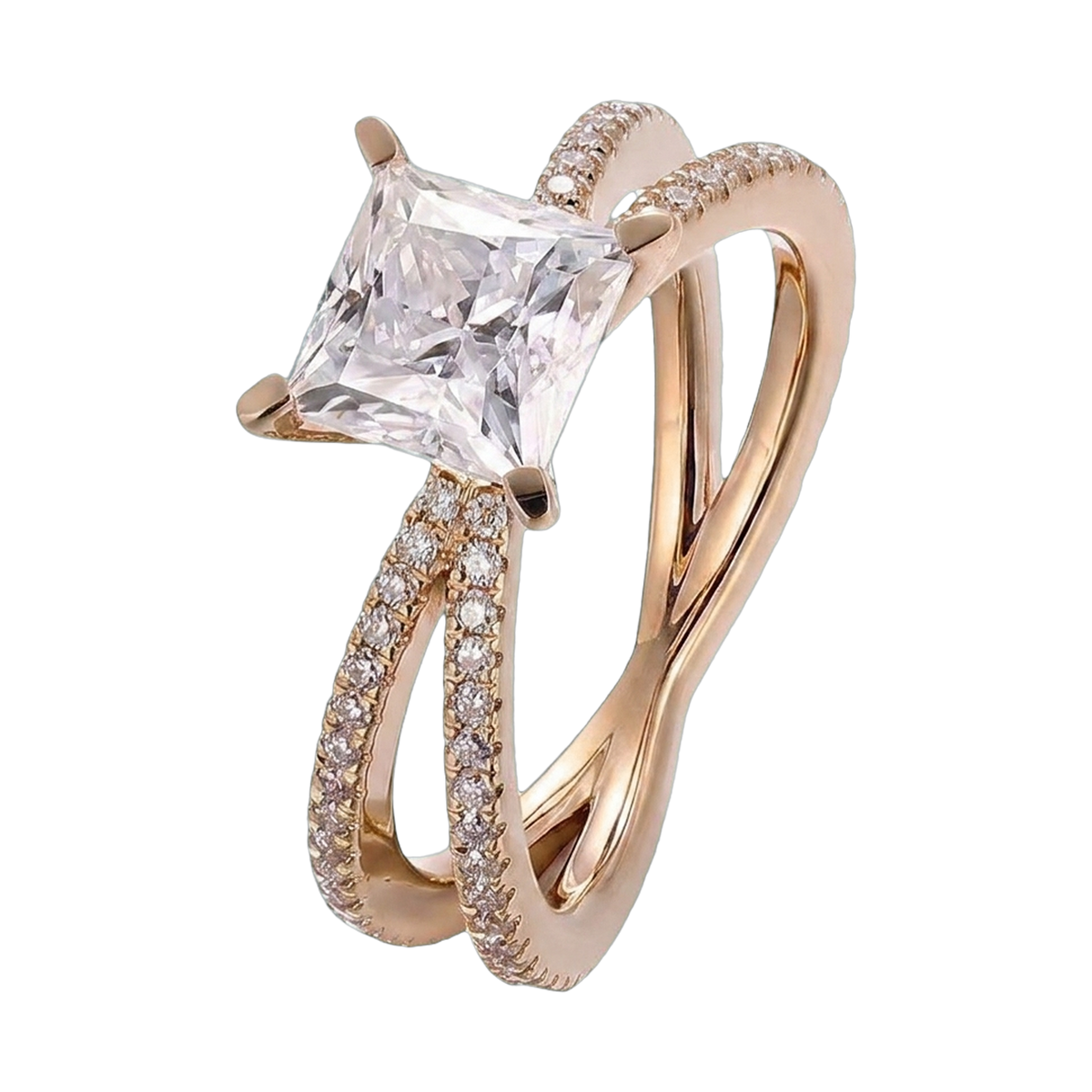 Princess Cut Lab-Grown Diamond Criss-Cross Ring