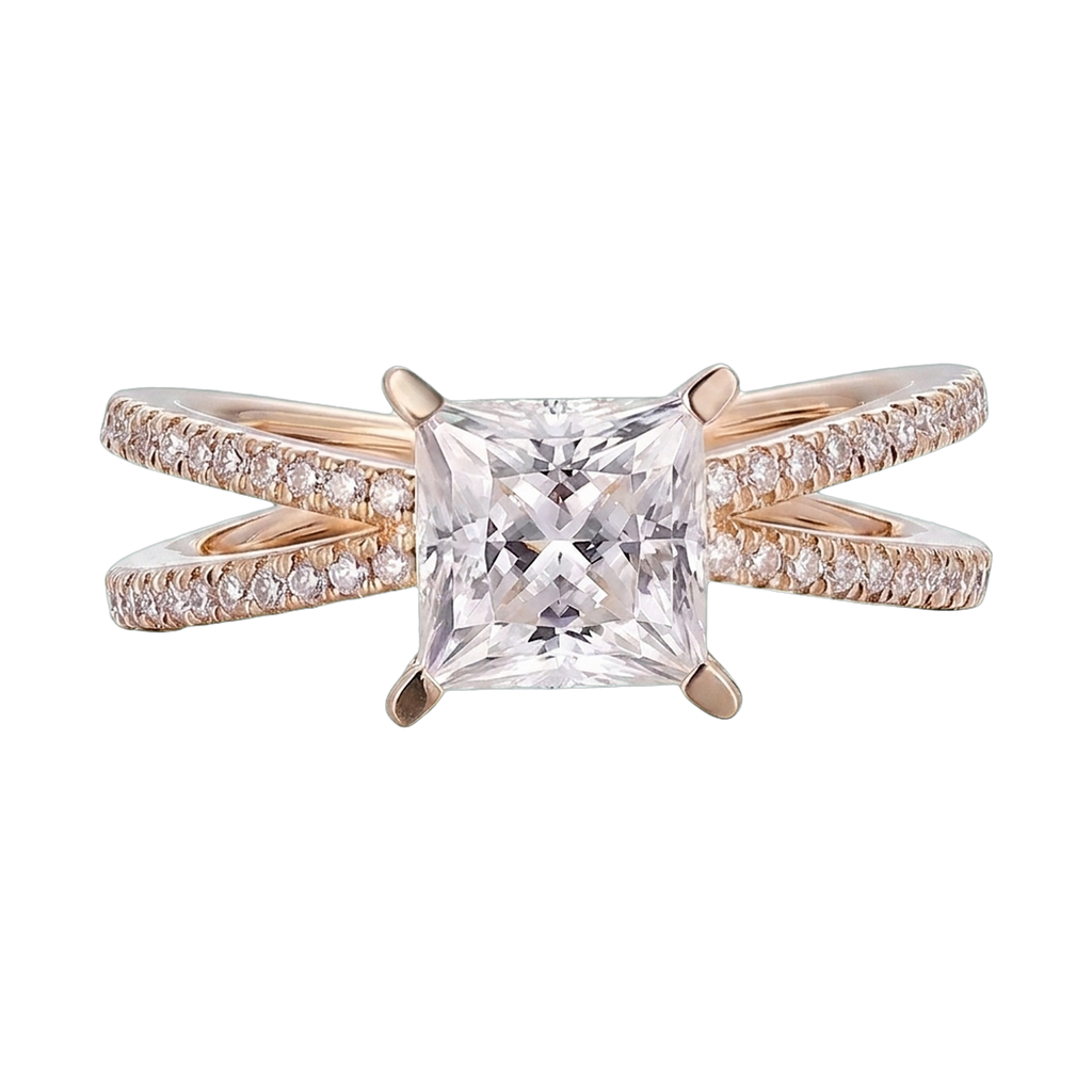 Princess Cut Lab-Grown Diamond Criss-Cross Ring