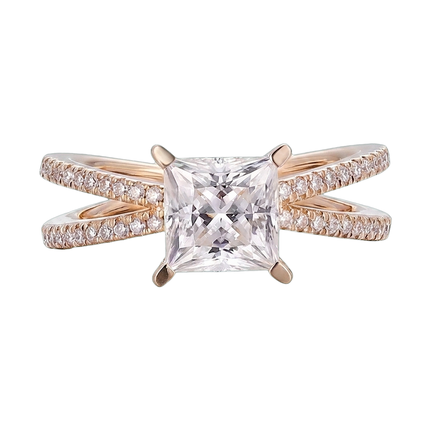 Princess Cut Lab-Grown Diamond Criss-Cross Ring