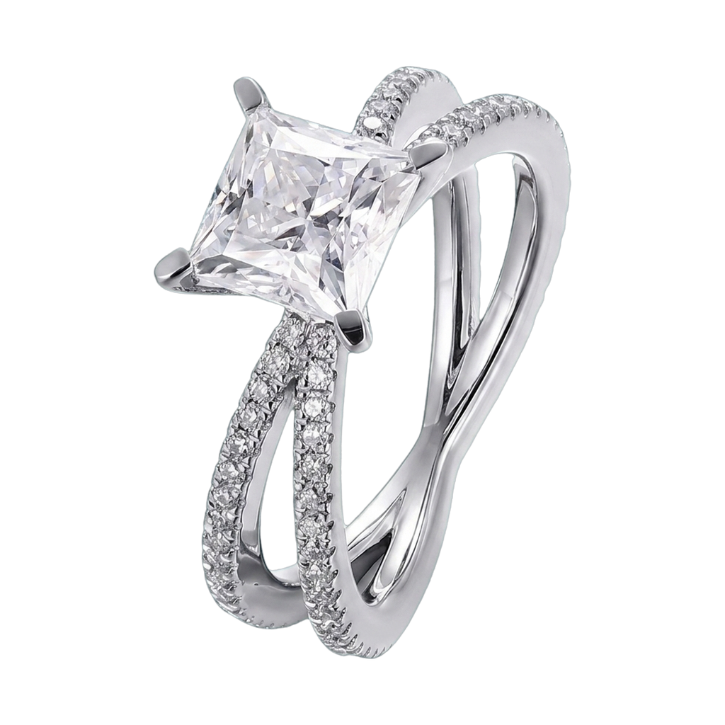 Princess Cut Lab-Grown Diamond Criss-Cross Ring