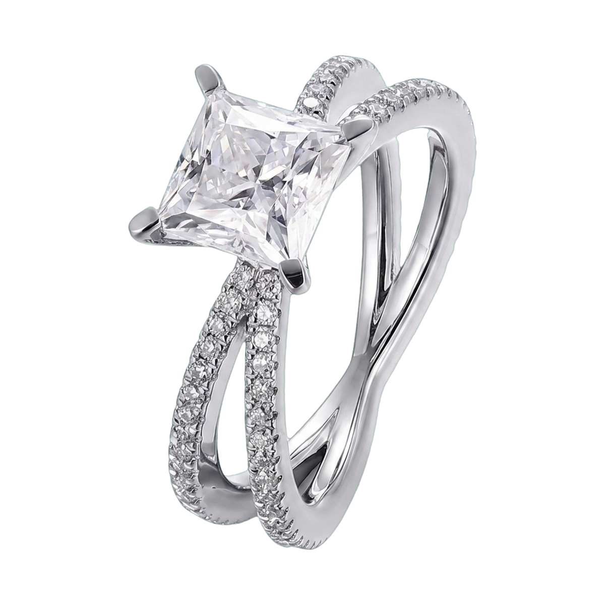 Princess Cut Lab-Grown Diamond Criss-Cross Ring