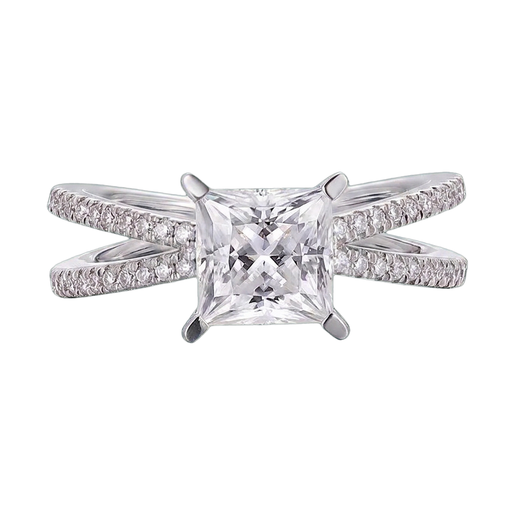 Princess Cut Lab-Grown Diamond Criss-Cross Ring