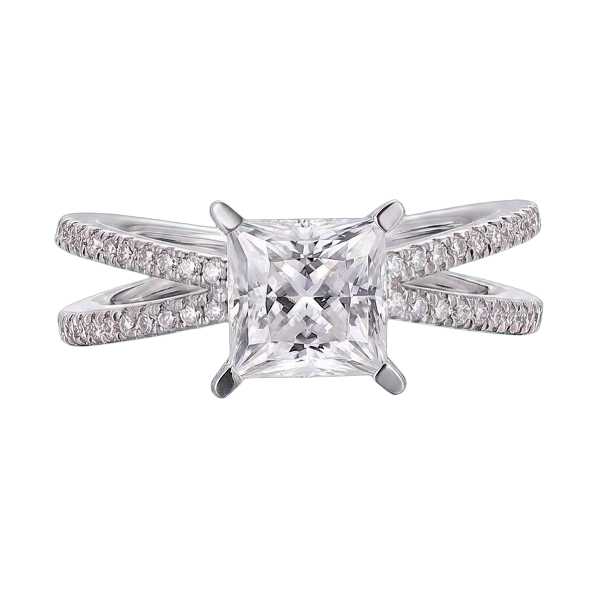 Princess Cut Lab-Grown Diamond Criss-Cross Ring