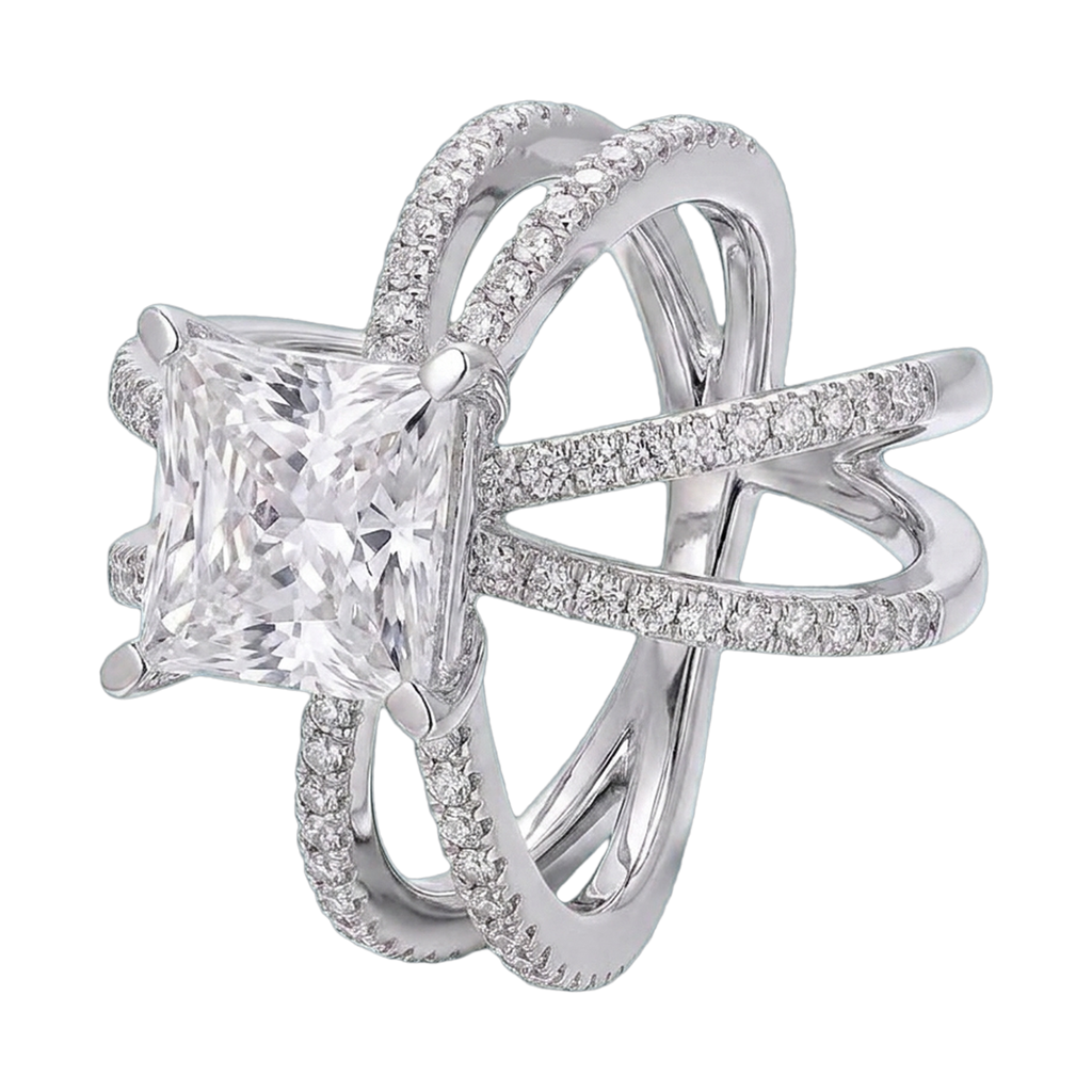Princess Cut Lab-Grown Diamond Criss-Cross Ring