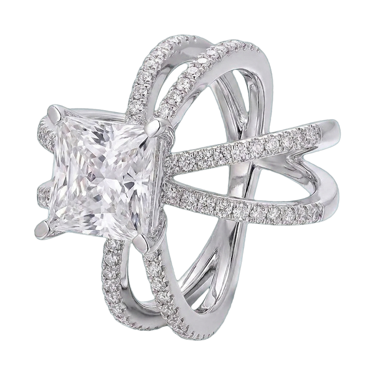 Princess Cut Lab-Grown Diamond Criss-Cross Ring