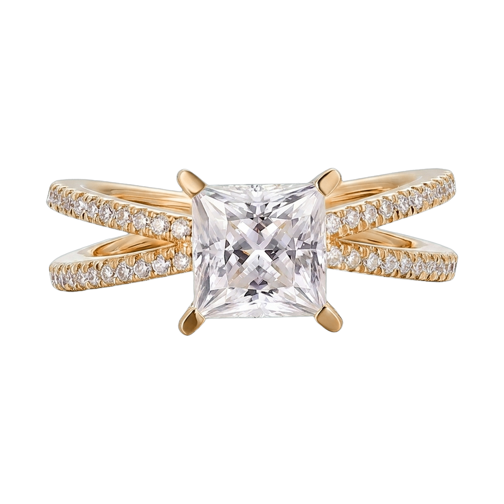 Princess Cut Lab-Grown Diamond Criss-Cross Ring