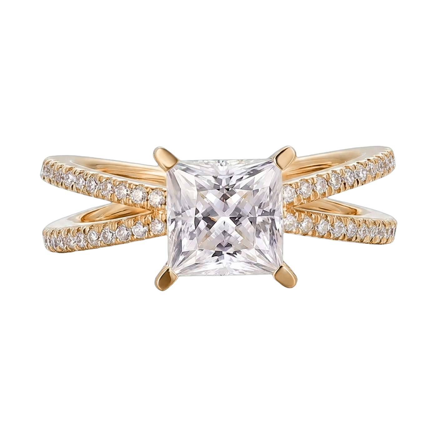 Princess Cut Lab-Grown Diamond Criss-Cross Ring