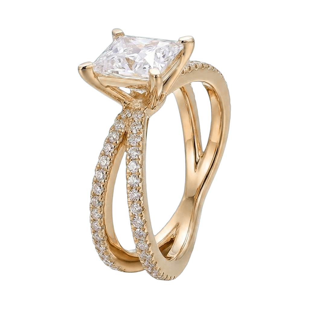 Princess Cut Lab-Grown Diamond Criss-Cross Ring