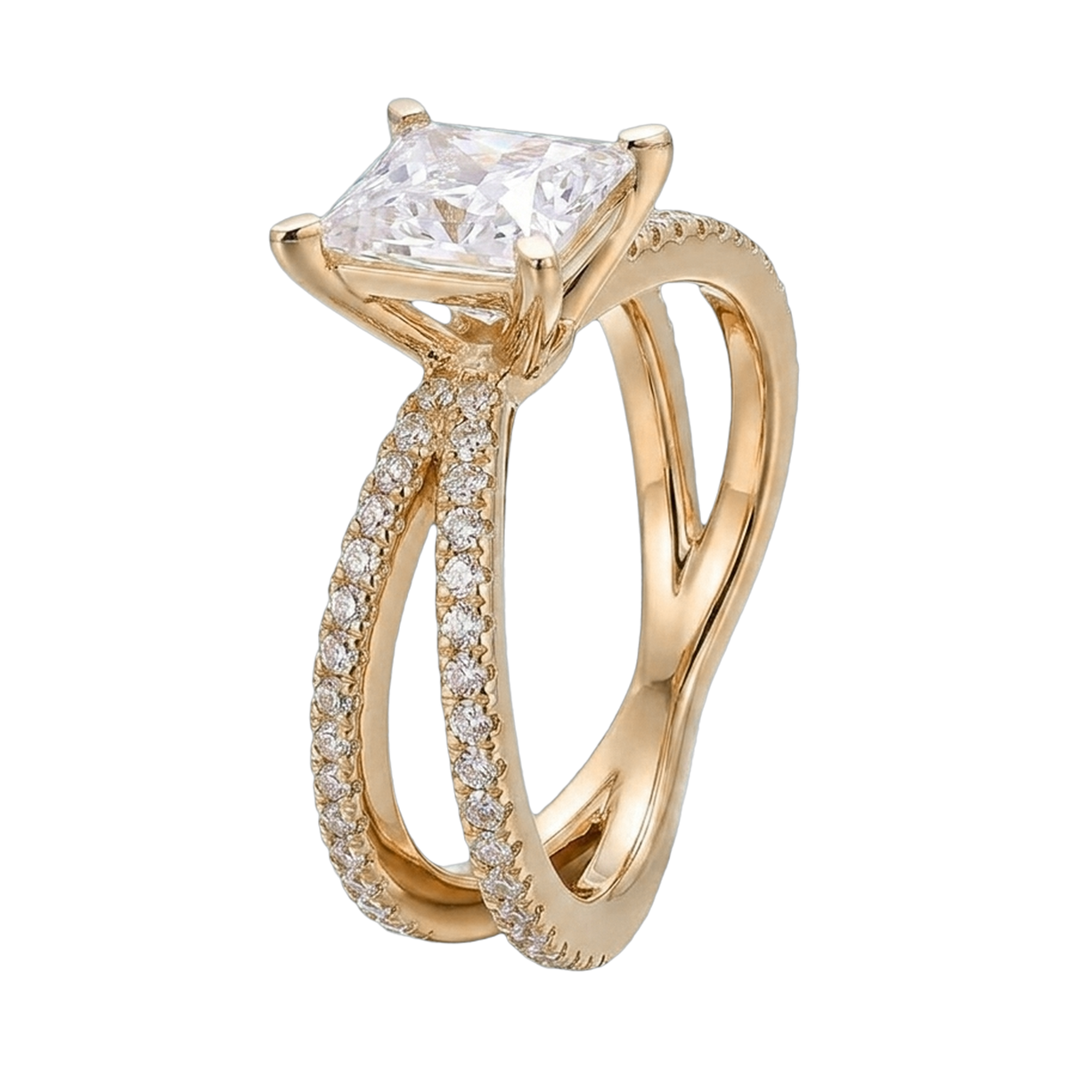 Princess Cut Lab-Grown Diamond Criss-Cross Ring