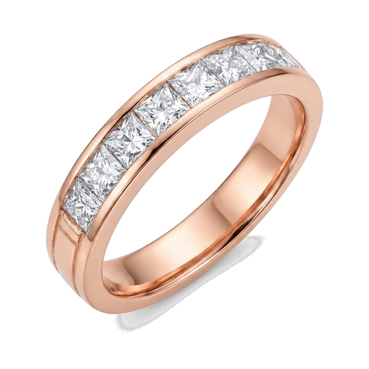Princess-Cut Pave Eternity Ring rose gold