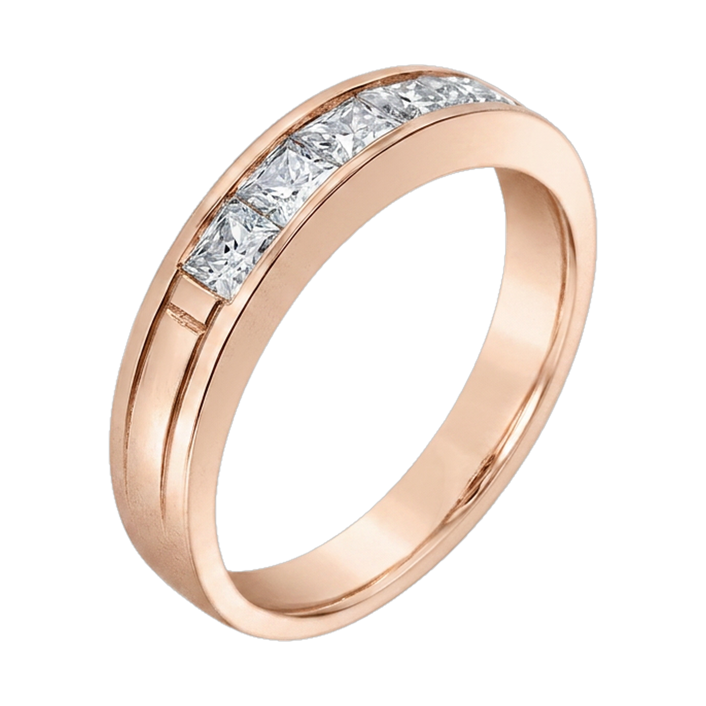 Princess-Cut Pave Eternity Ring rose gold