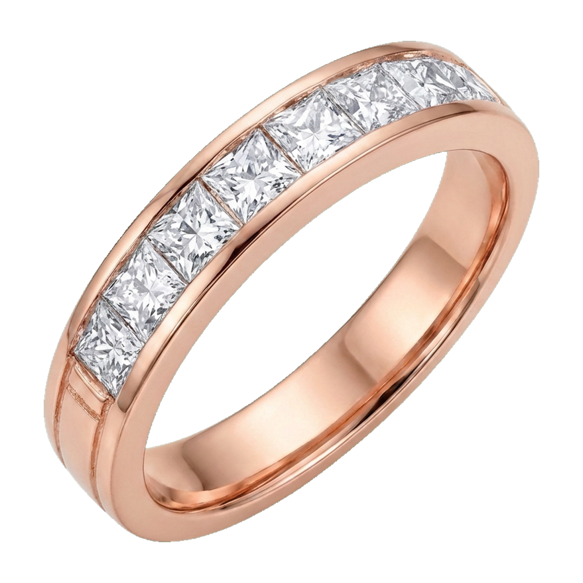 Princess-Cut Pave Eternity Ring rose gold angle