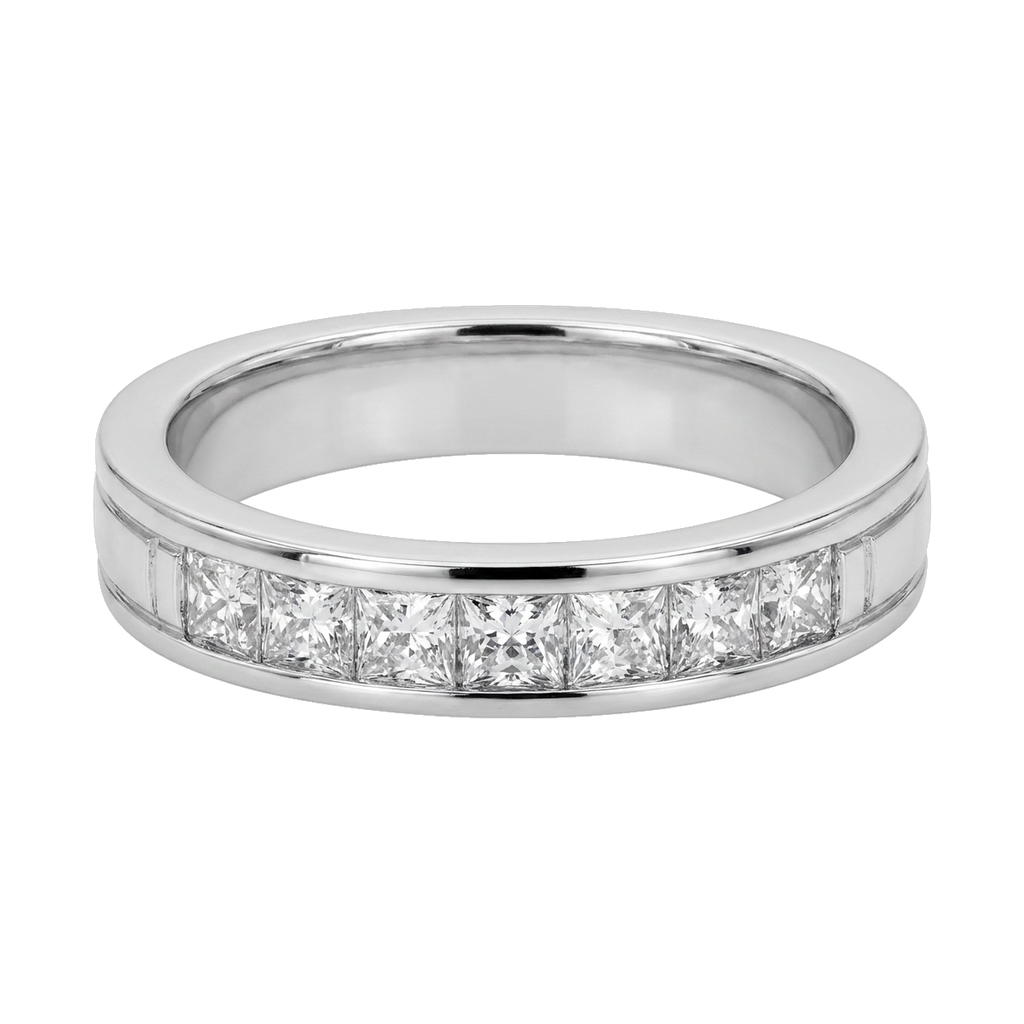 Princess-Cut Pave Eternity Ring white gold