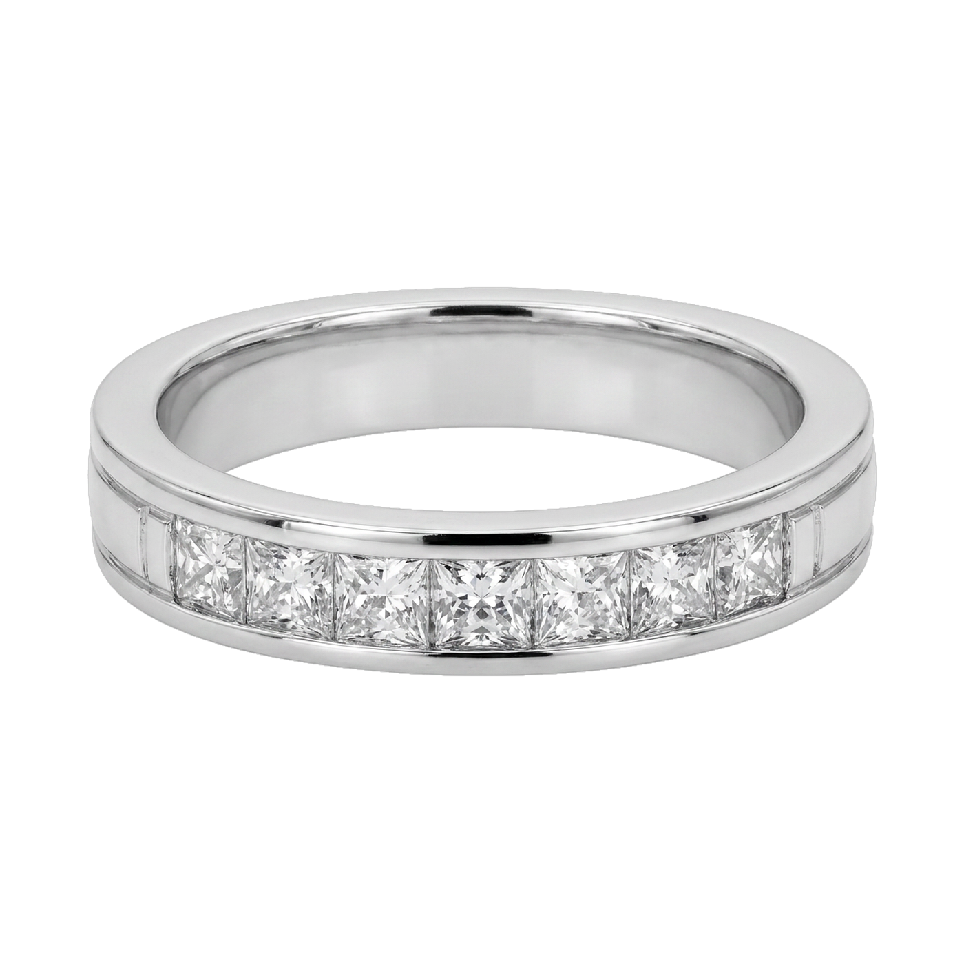 Princess-Cut Pave Eternity Ring white gold