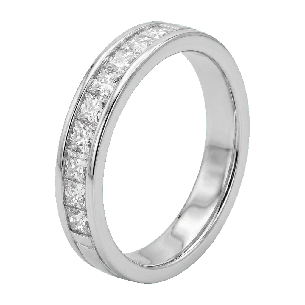 Princess-Cut Pave Eternity Ring white gold angle