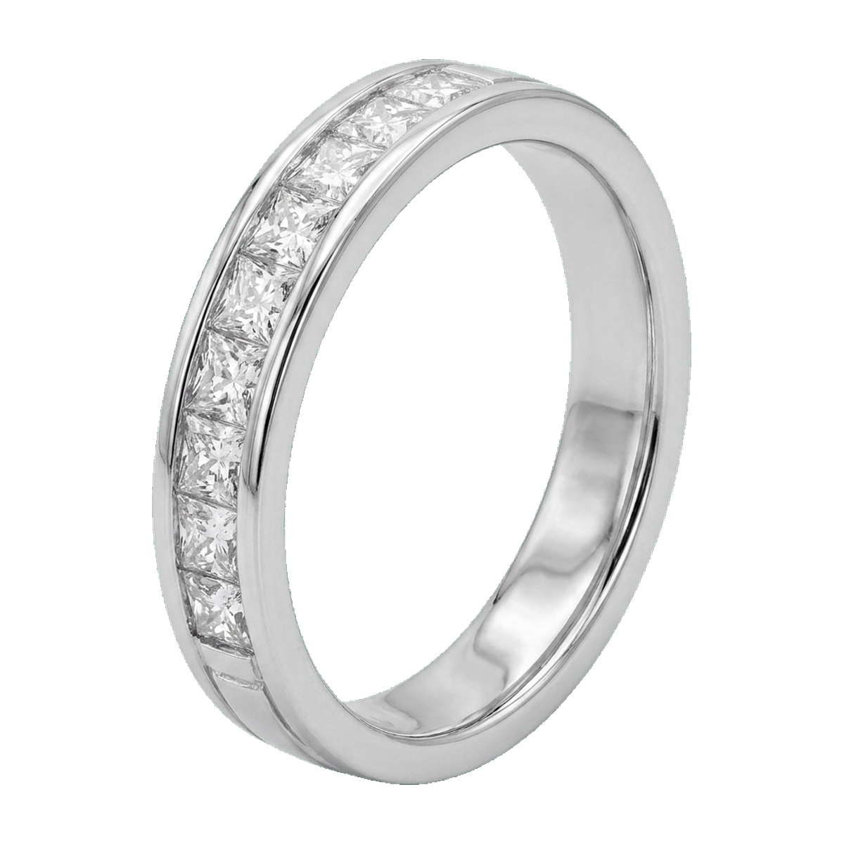 Princess-Cut Pave Eternity Ring white gold angle