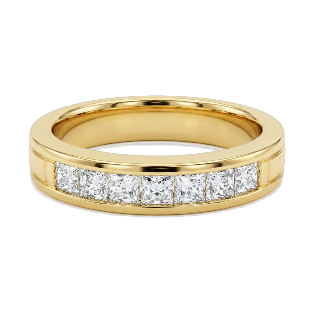 Princess-Cut Pave Eternity Ring yellow gold