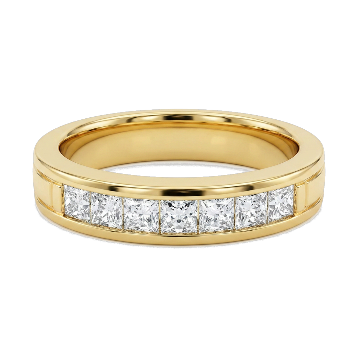 Princess-Cut Pave Eternity Ring yellow gold