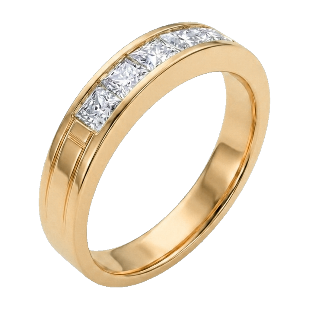 Princess-Cut Pave Eternity Ring yellow gold angle