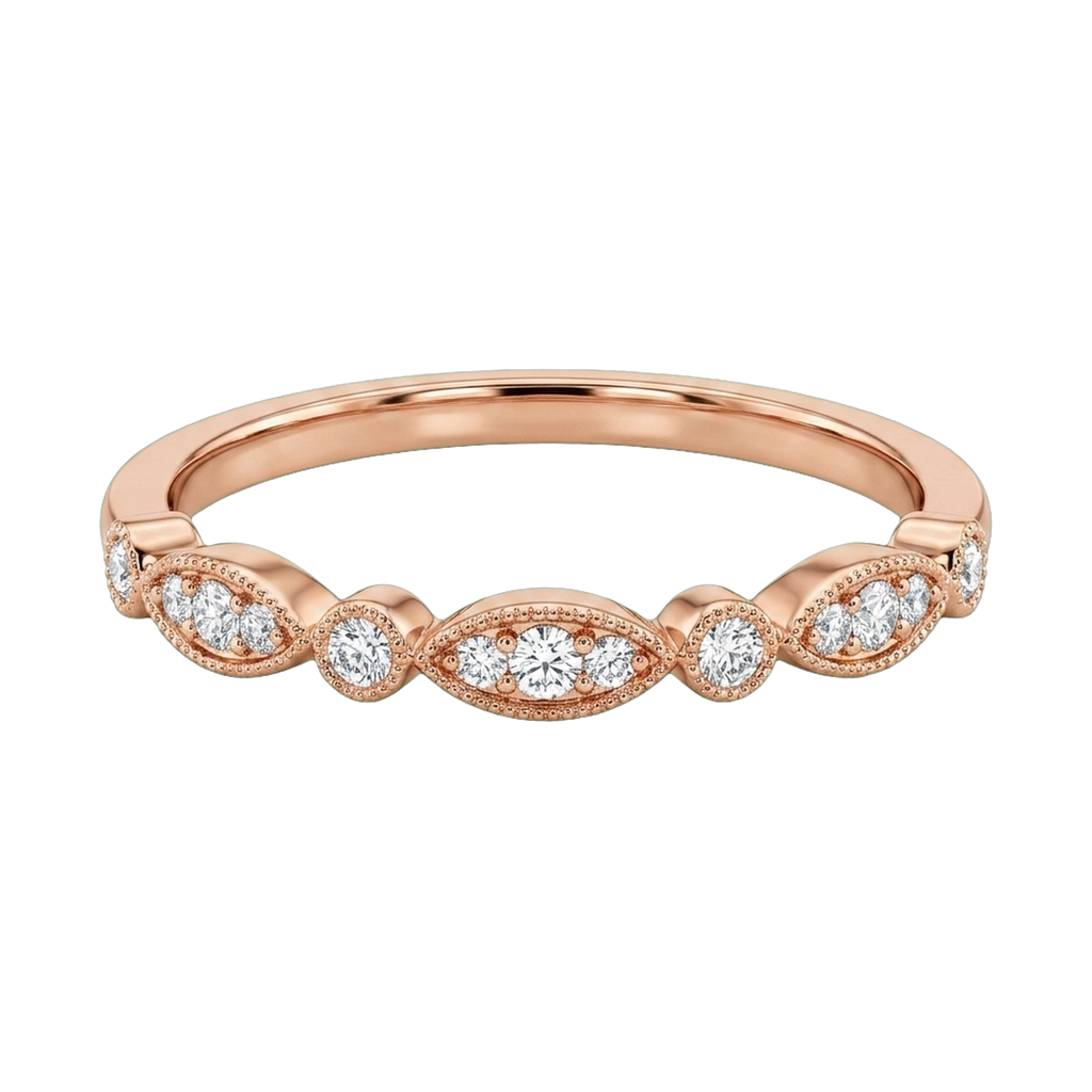 Round Lab-Grown Diamond Milgrain Stackable Band