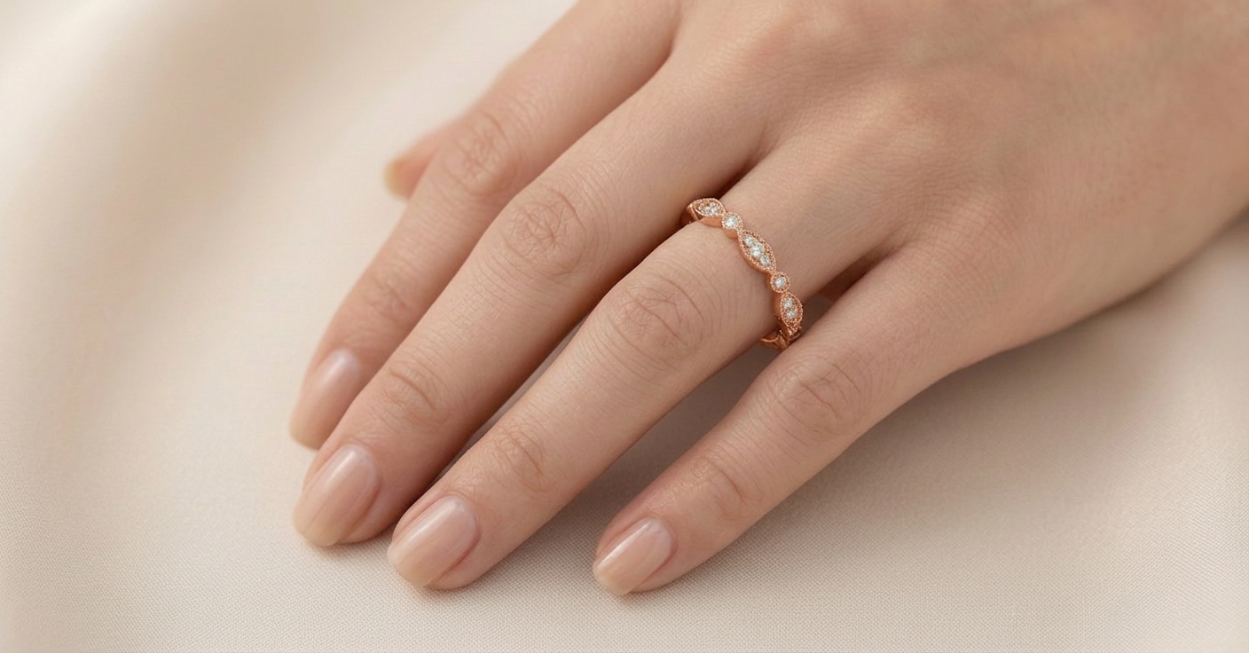 Round Lab-Grown Diamond Milgrain Stackable Band