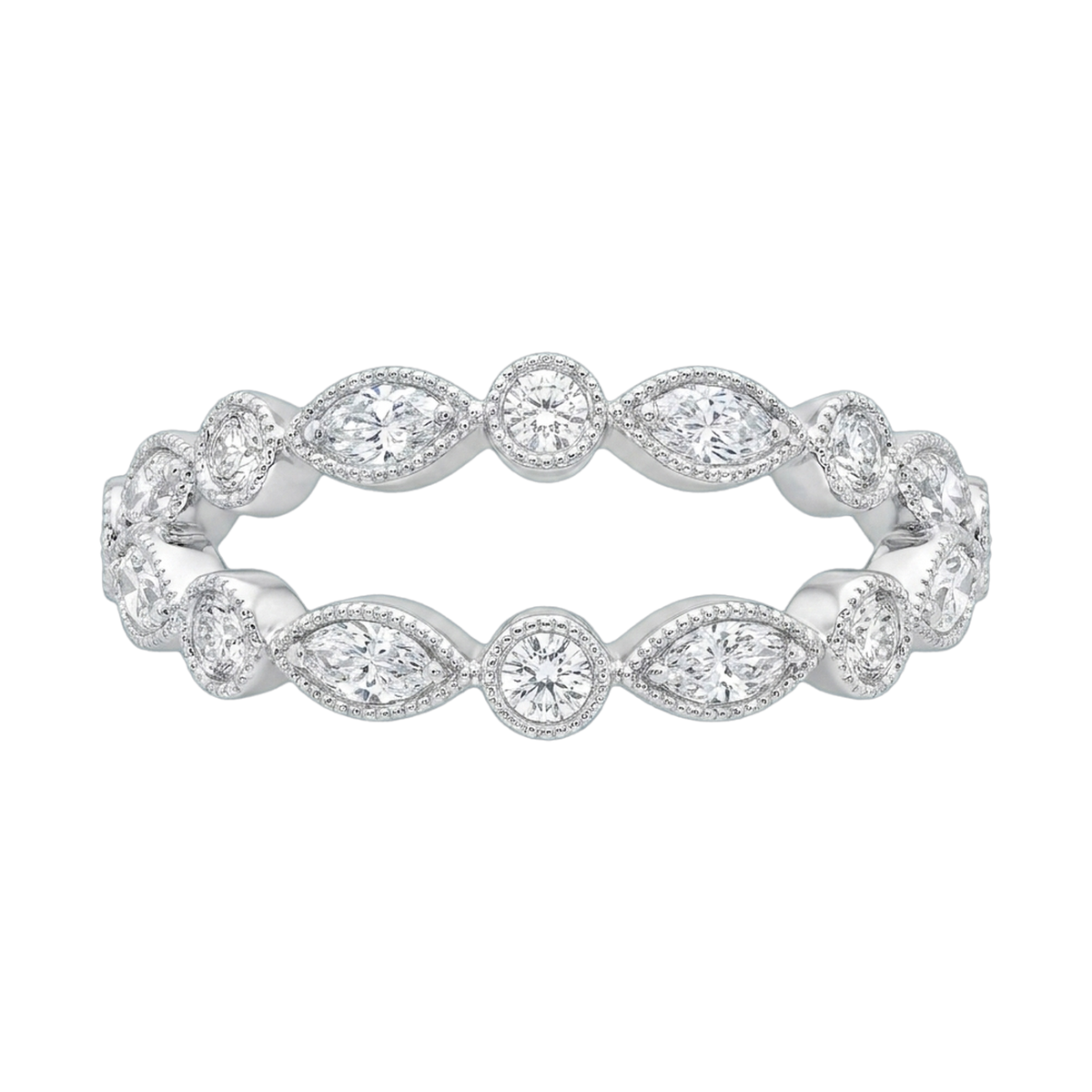 Round Lab-Grown Diamond Milgrain Stackable Band