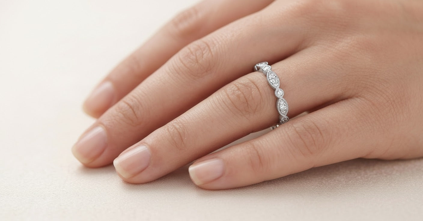 Round Lab-Grown Diamond Milgrain Stackable Band