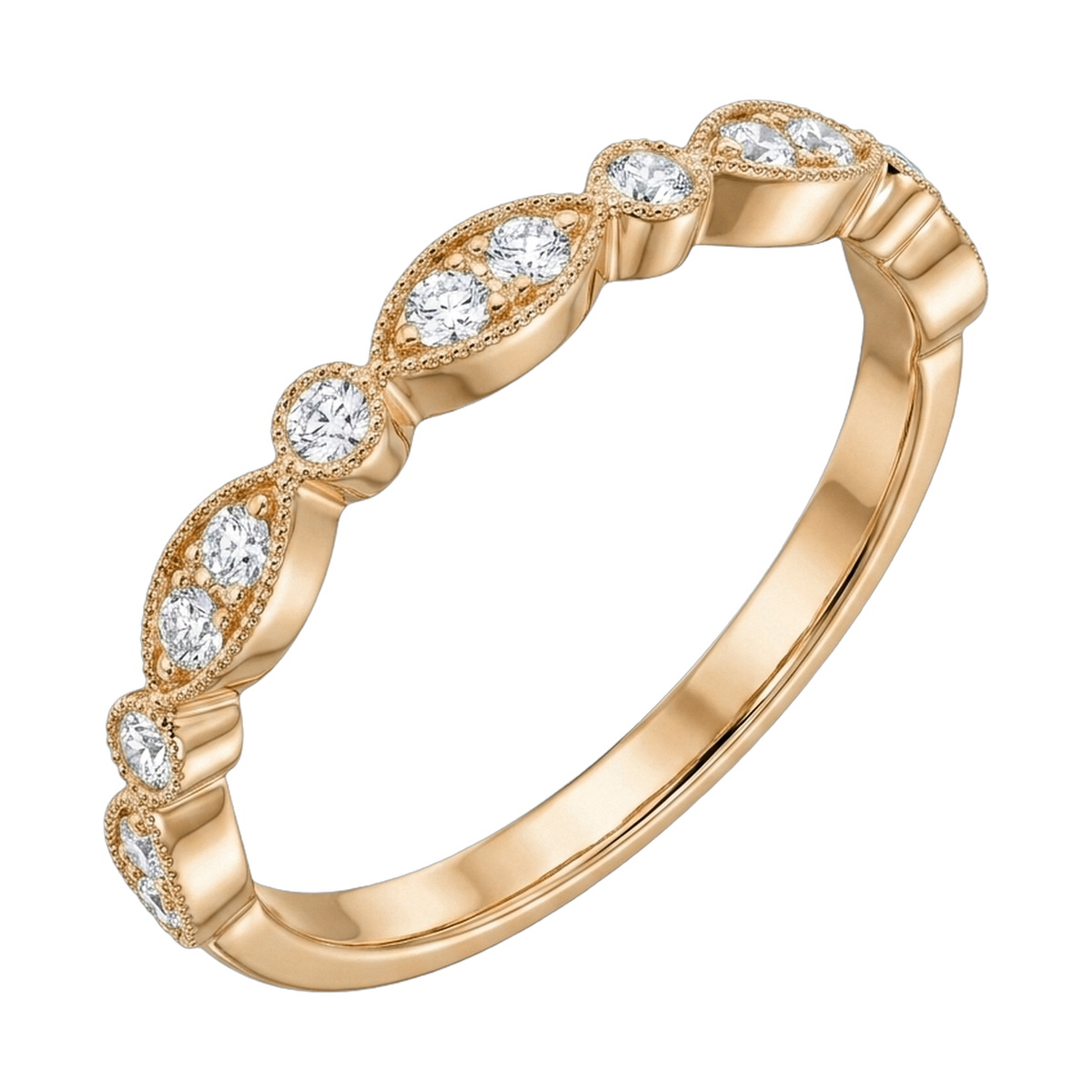 Round Lab-Grown Diamond Milgrain Stackable Band