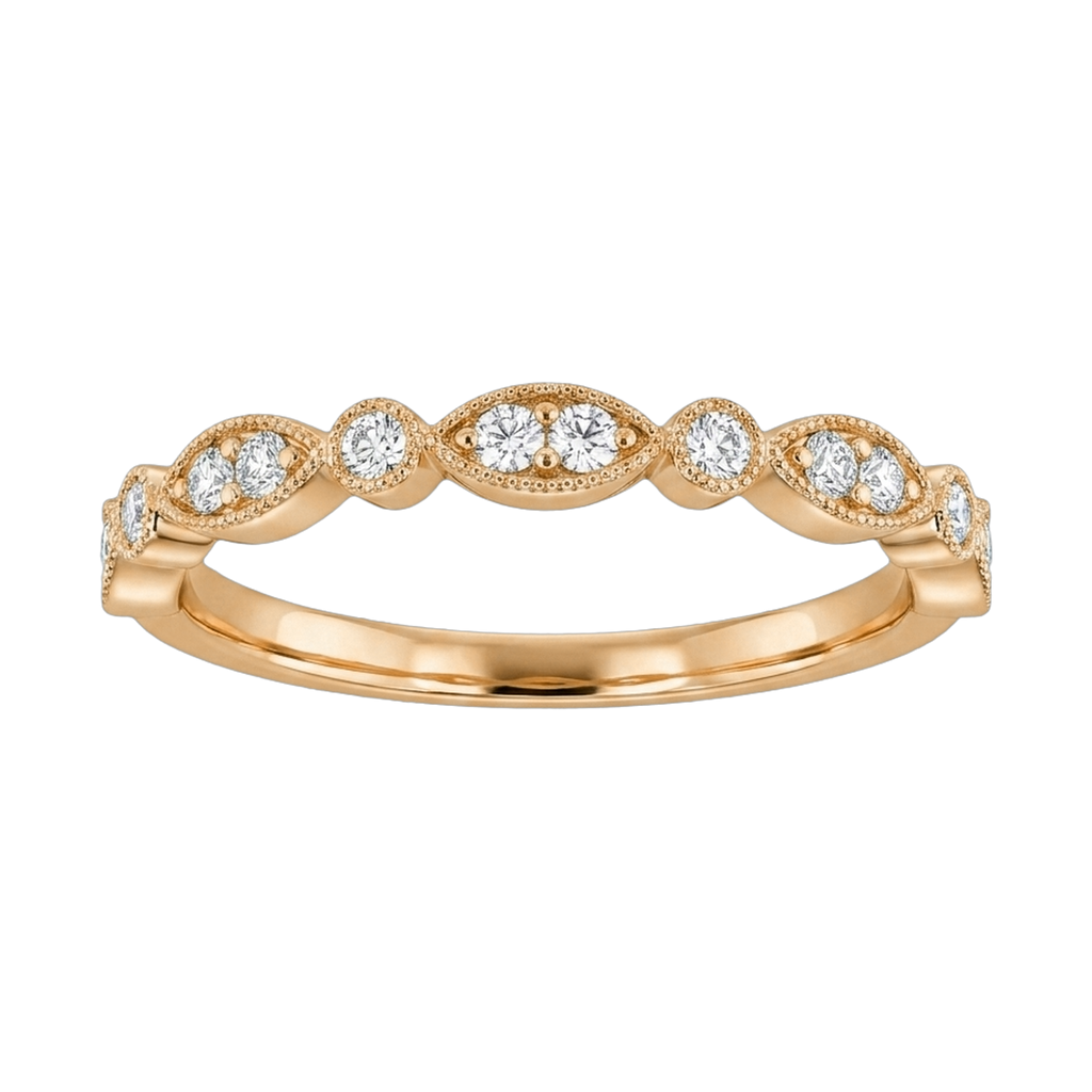 Round Lab-Grown Diamond Milgrain Stackable Band