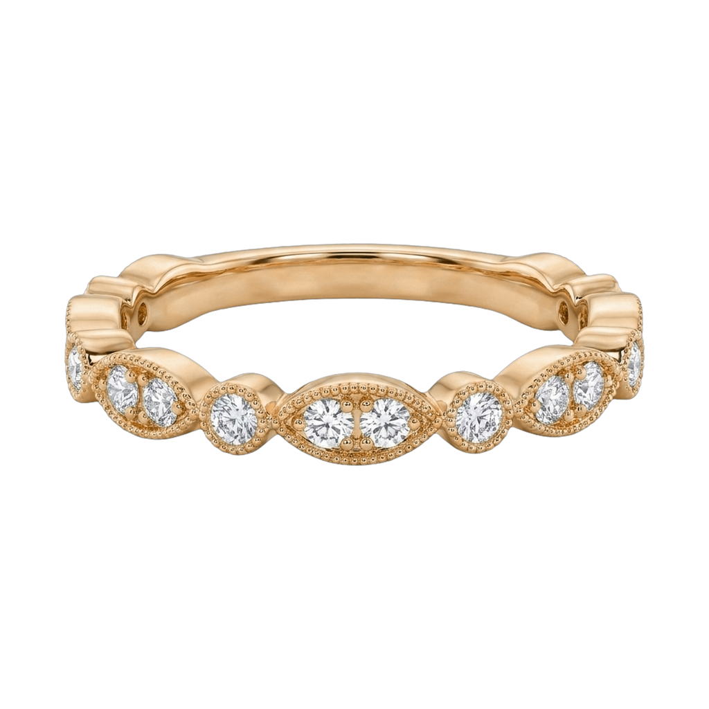 Round Lab-Grown Diamond Milgrain Stackable Band