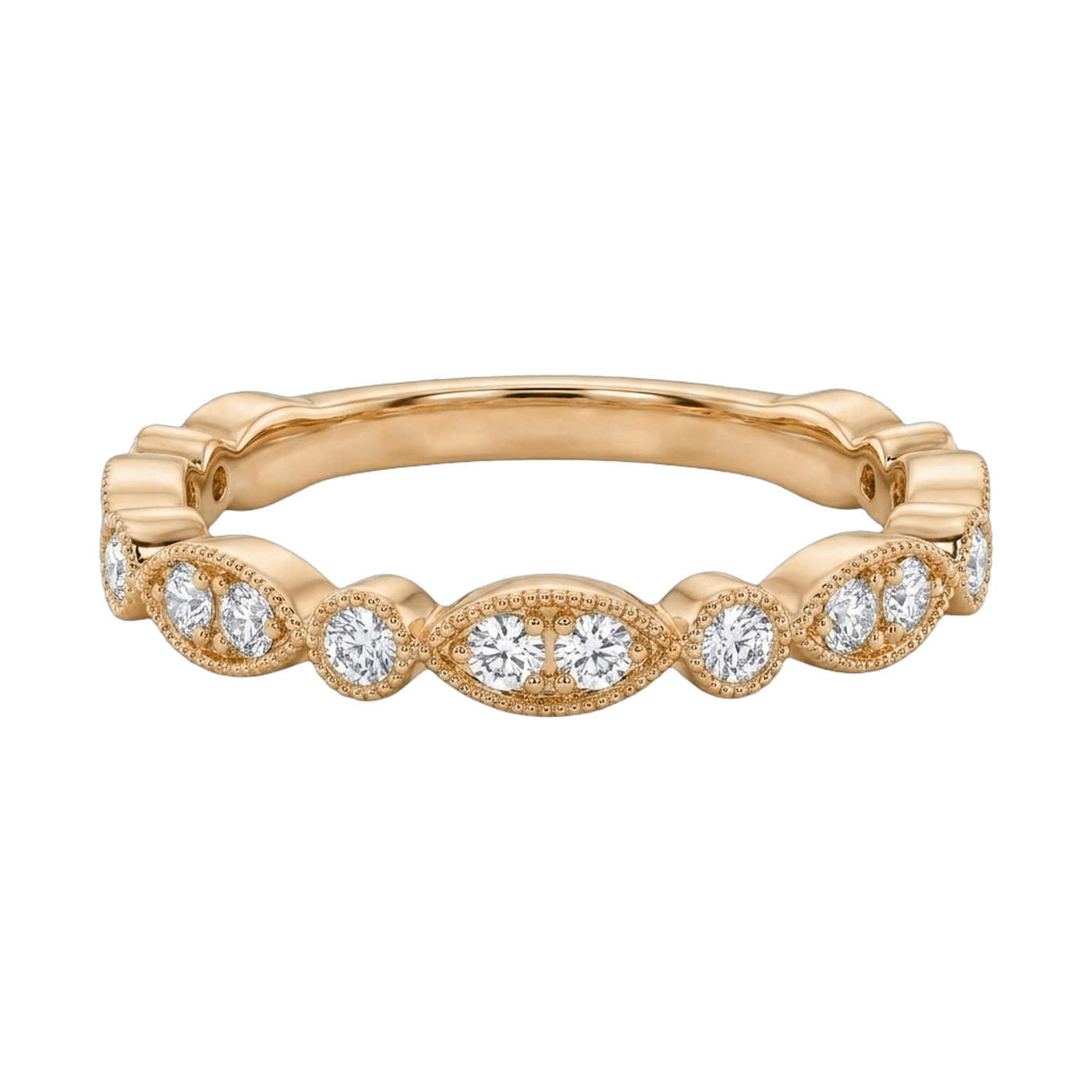 Round Lab-Grown Diamond Milgrain Stackable Band