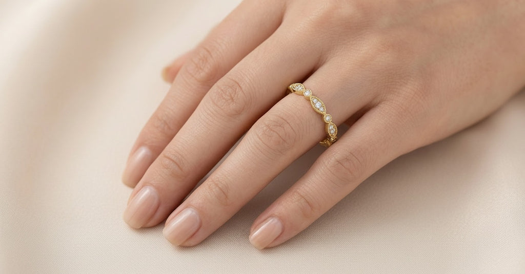 Round Lab-Grown Diamond Milgrain Stackable Band