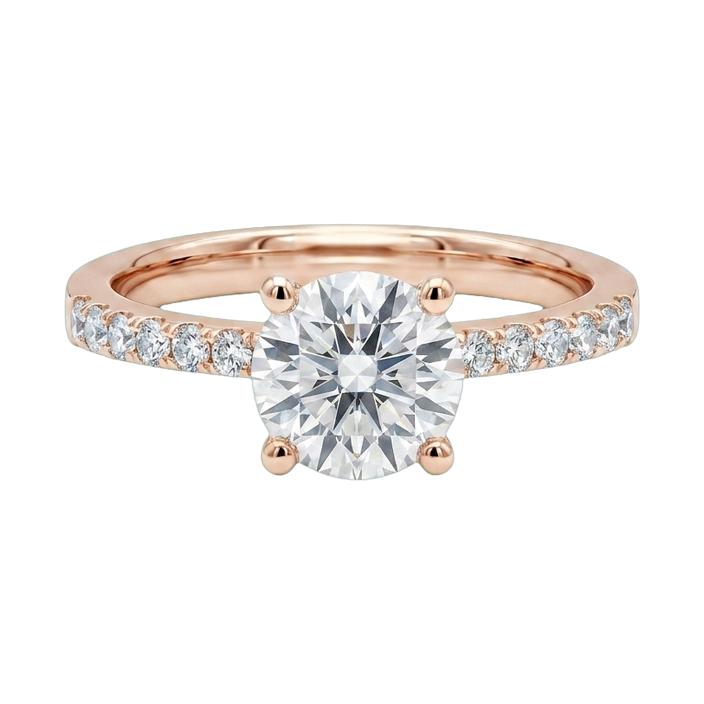 Round Lab-Grown Diamond Pavé Basket Ring