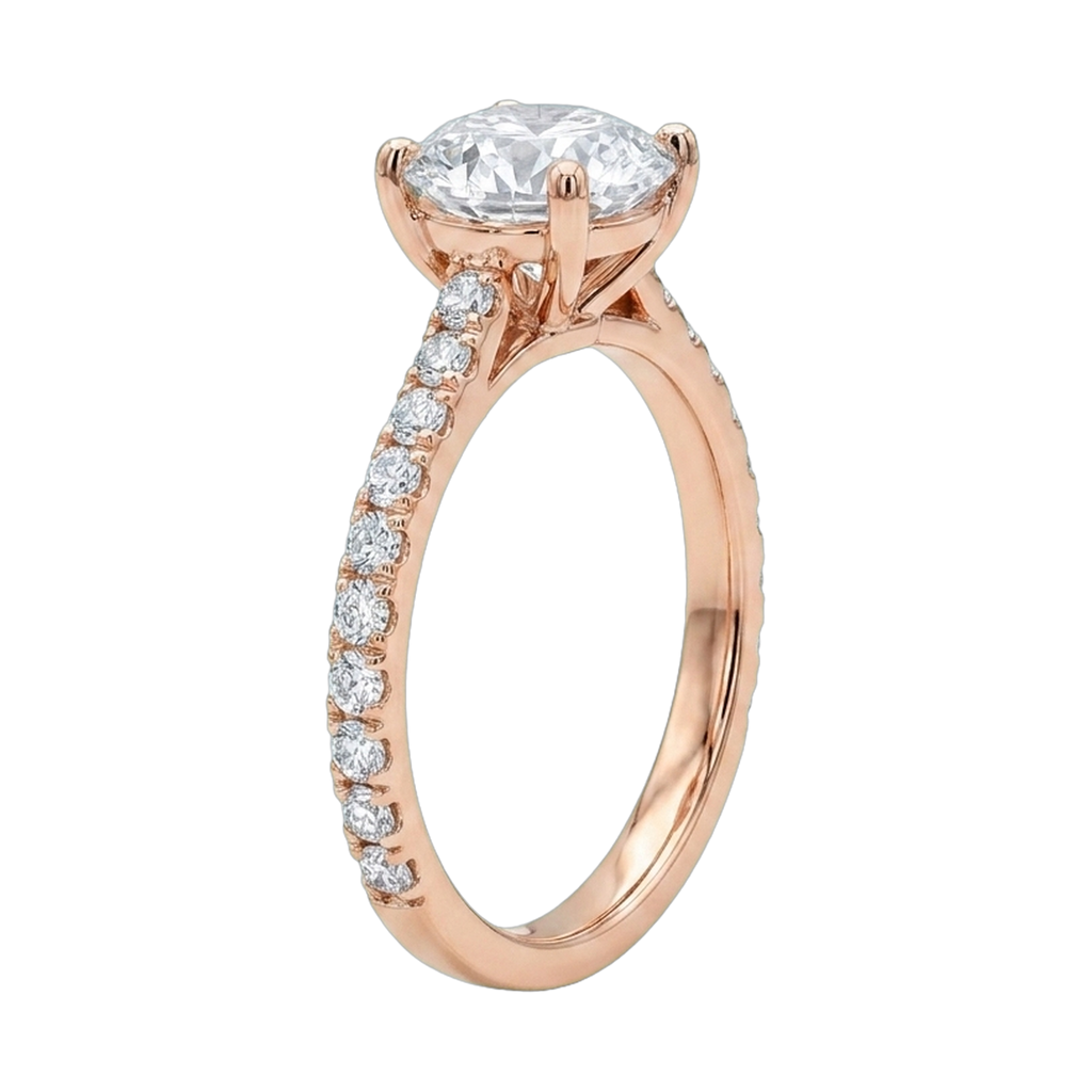 Round Lab-Grown Diamond Pavé Basket Ring