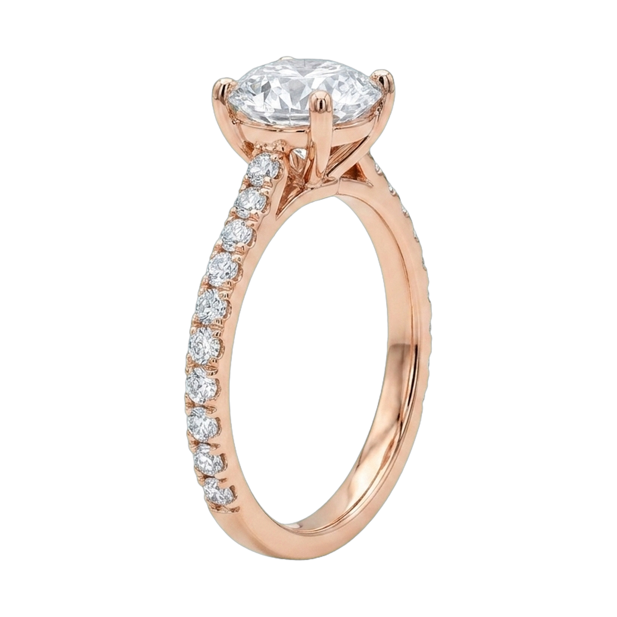 Round Lab-Grown Diamond Pavé Basket Ring