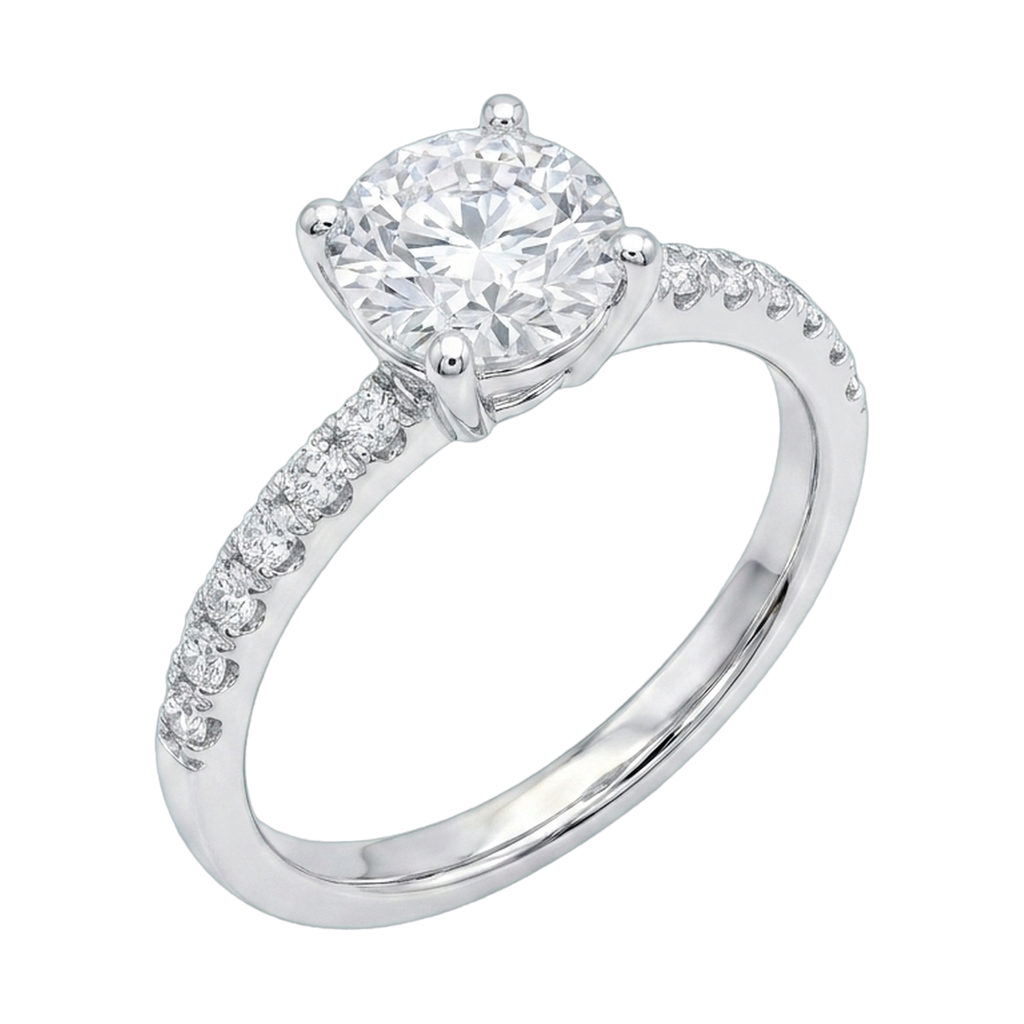 Round Lab-Grown Diamond Pavé Basket Ring