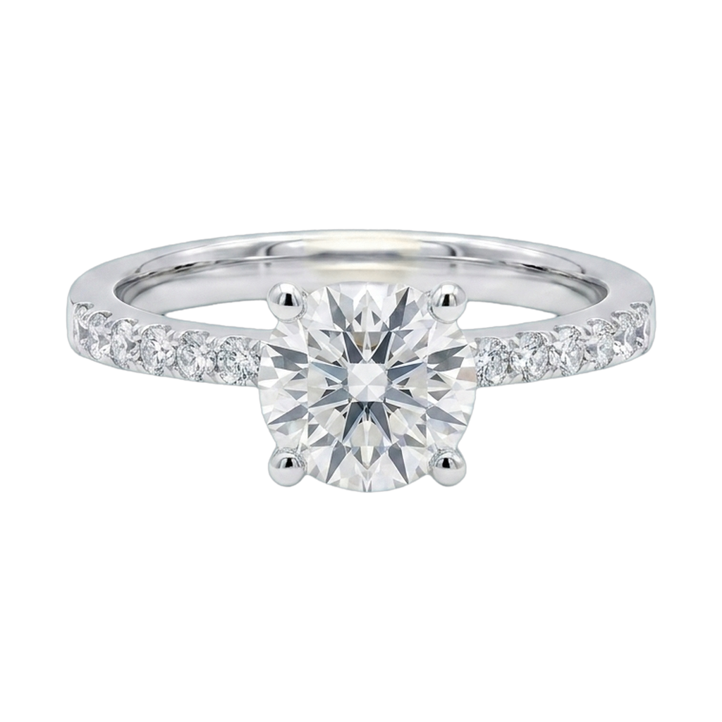 Round Lab-Grown Diamond Pavé Basket Ring