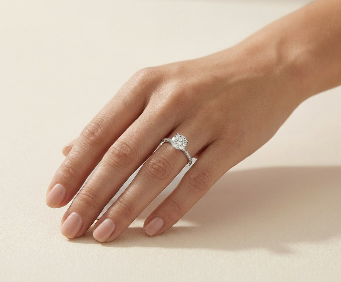 Round Lab-Grown Diamond Pavé Basket Ring